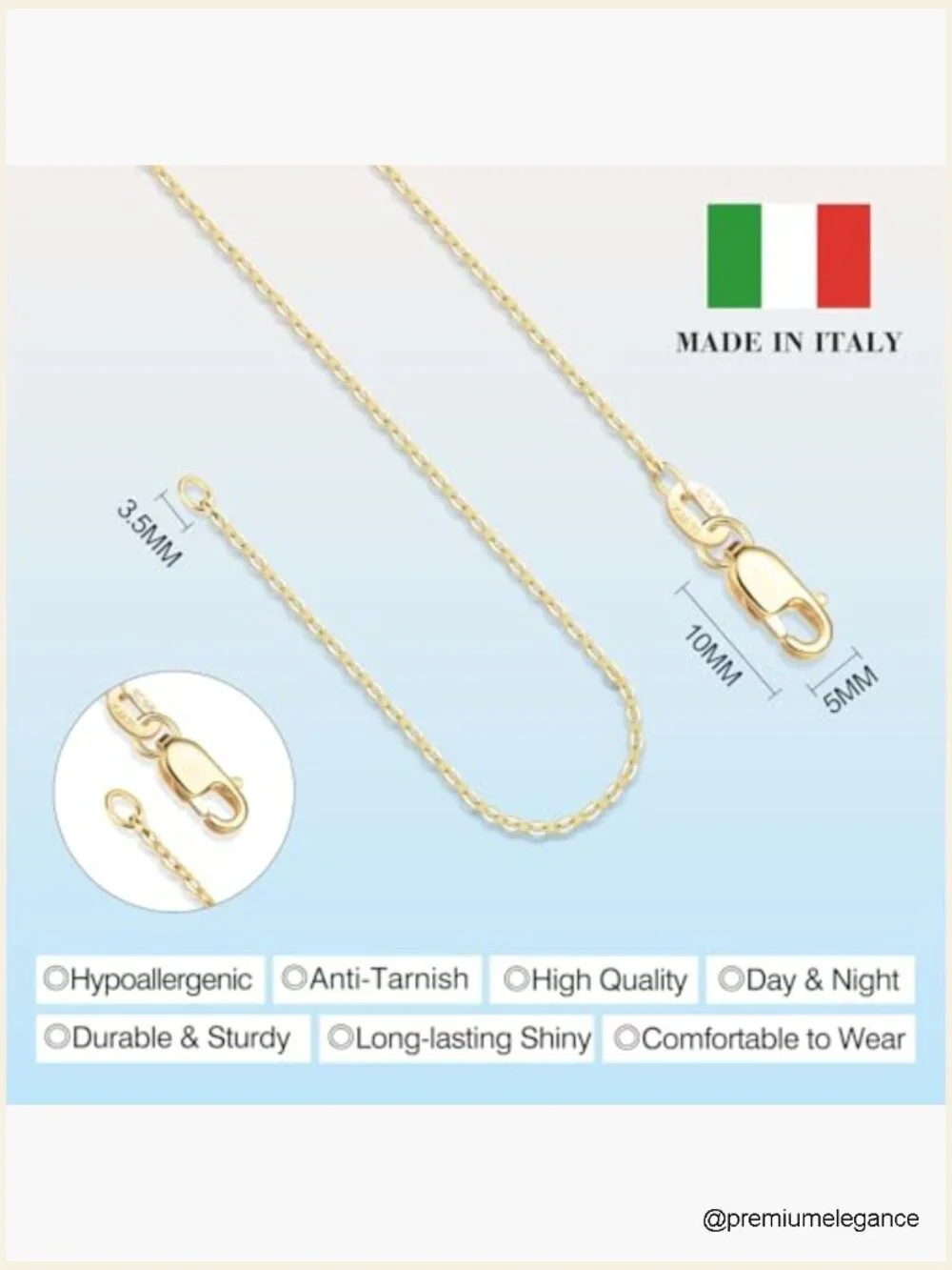 18K Gold Plated Sterling Silver Dainty Cable Chain Necklace 14-24 Inches